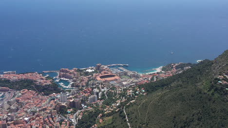 Aerial-view-of-Monaco-stadium-mediterranean-sea-tax-haven-city-France